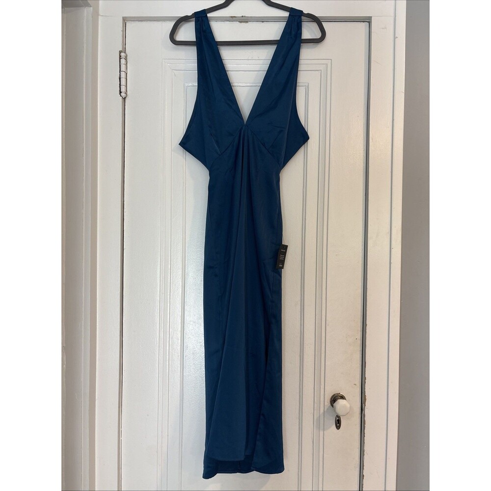 Lulus Made With Love Plunging Neck and Back Dress Teal Blue Size S NWT